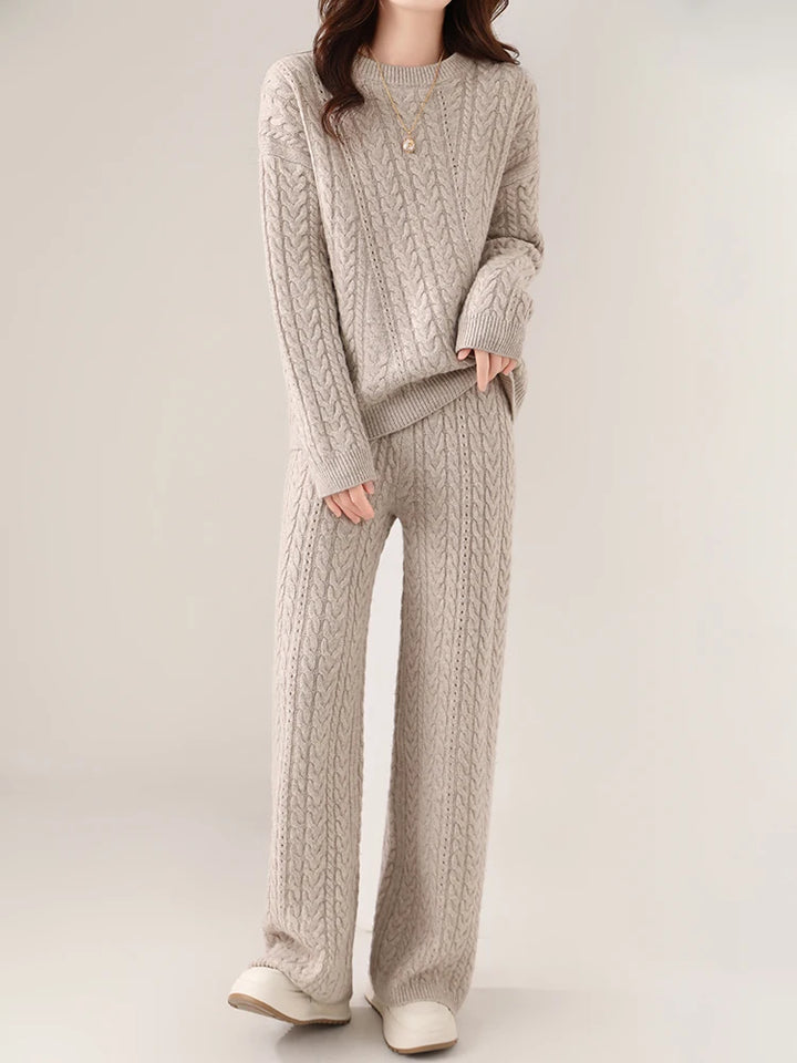  Wool Twist Knit Two-Piece Set