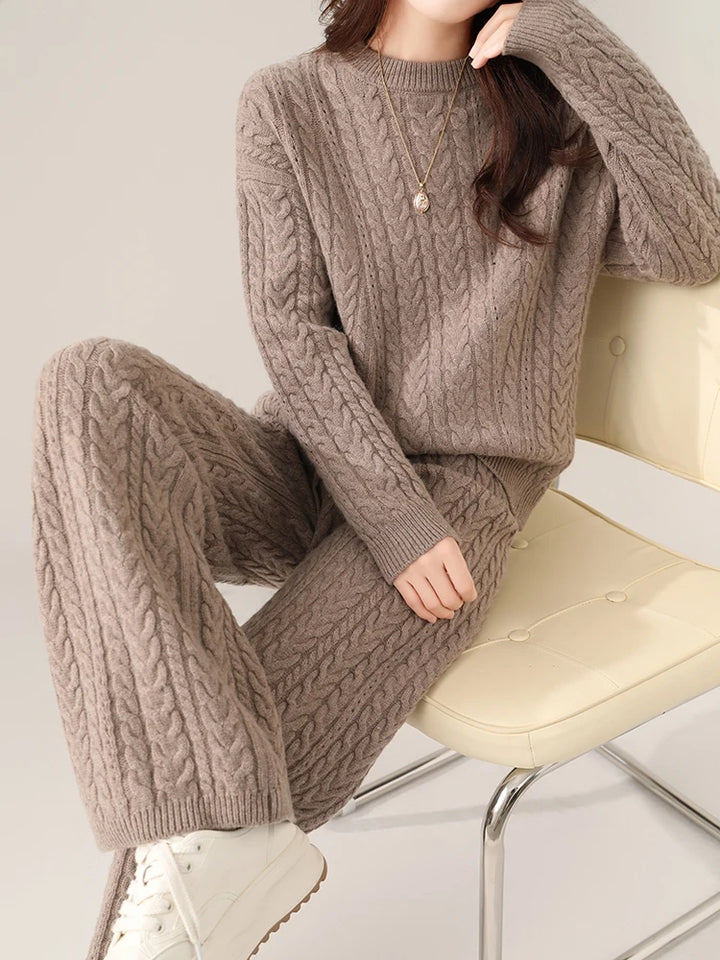  Wool Twist Knit Two-Piece Set