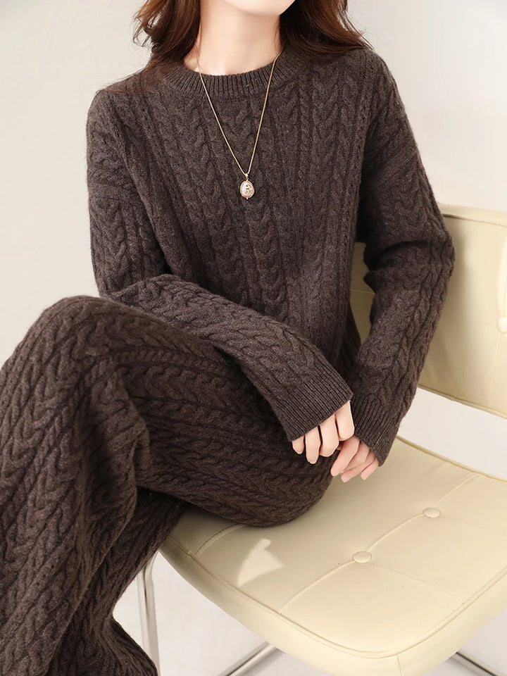  Wool Twist Knit Two-Piece Set