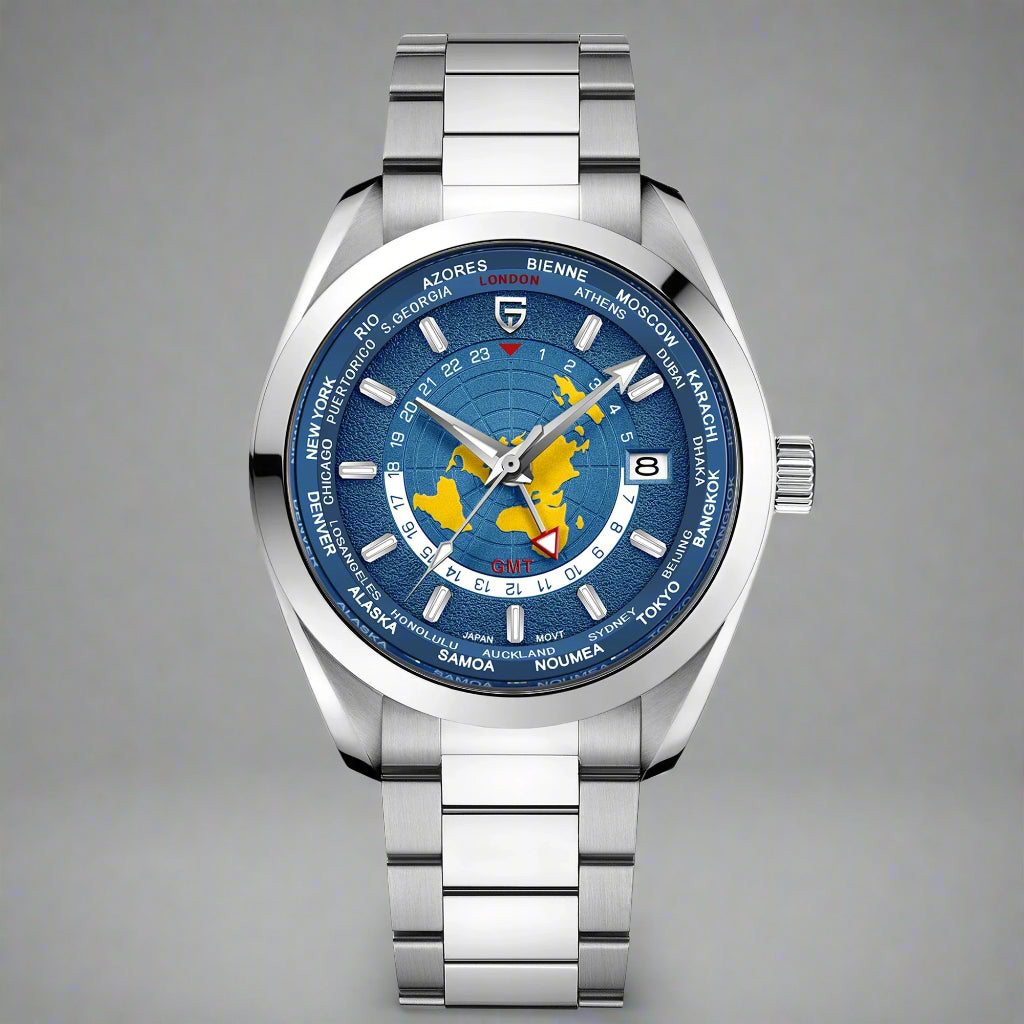 World Time Automatic Mechanical Waterproof Watch