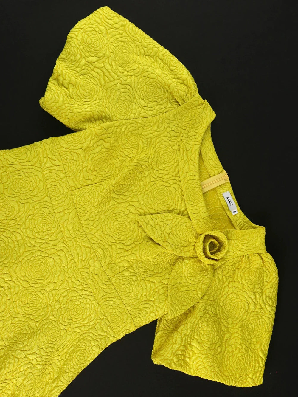 Yellow Jacquard Elegant A-line Dress