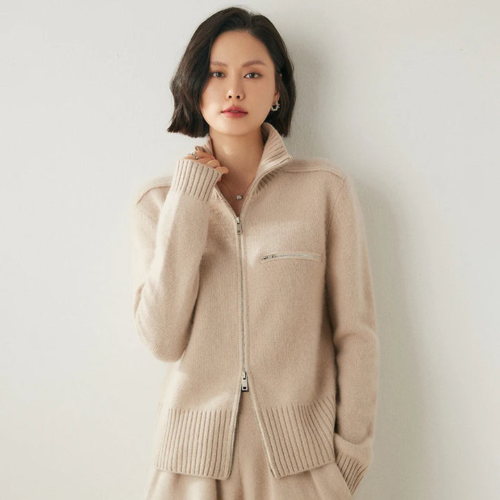 Pure Cashmere Zip-Up Cardigan